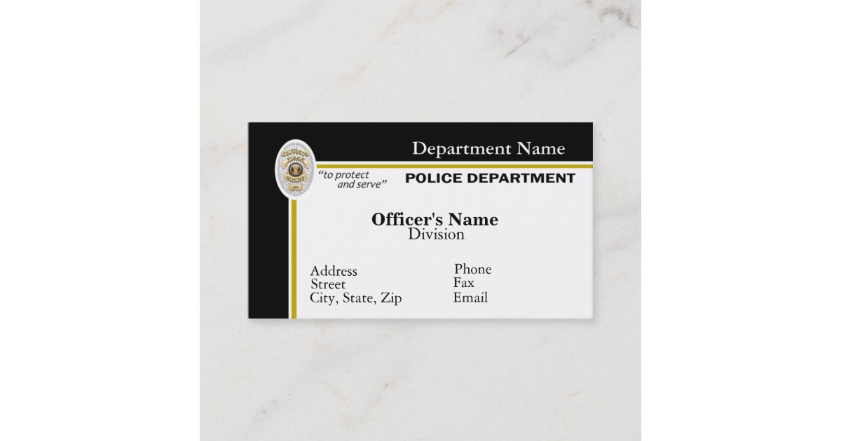 Police Business Card Zazzle com