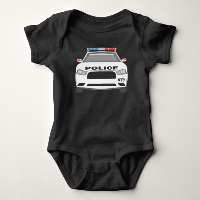 Police Car 911 Infant Boys and Girls Baby Bodysuit (Front)