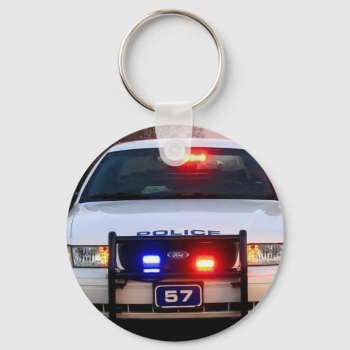 POLICE CAR _ all lit up Keychain