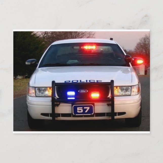 POLICE CAR - all lit up Postcard (Front)