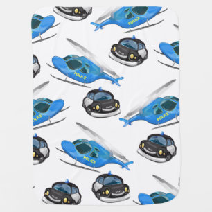 Police Car and helicopter . Baby Blanket