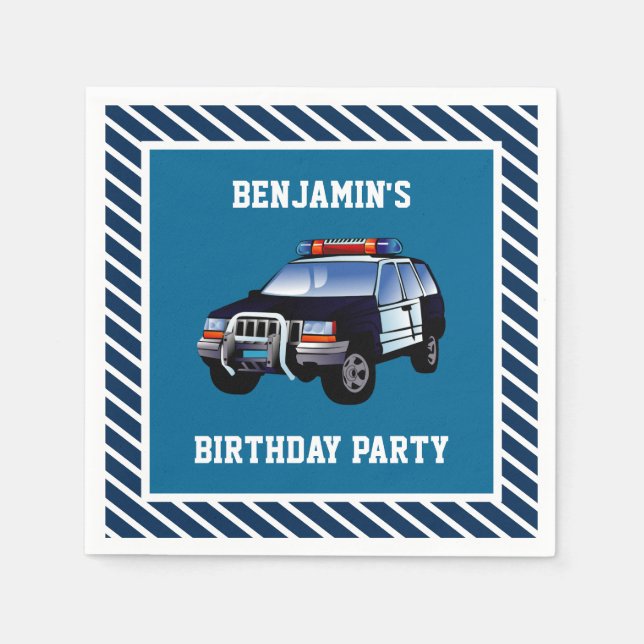 Police Car Birthday Party Paper Napkins (Front)