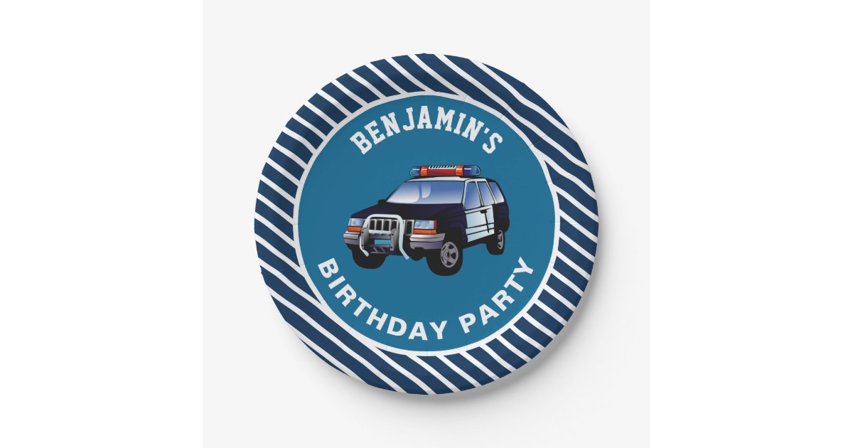 Police Car Birthday Party Paper Plate | Zazzle.com