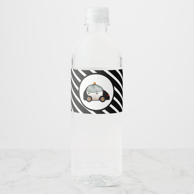 Police Car Birthday Party Water Bottle Label (Front)