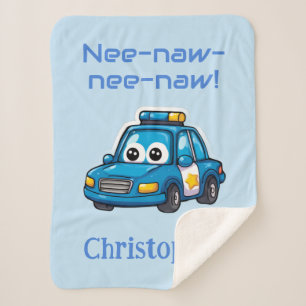 Police Car Blanket, Personalized Kids Sherpa Blanket