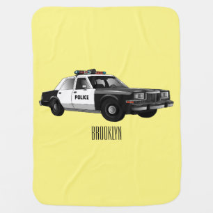 Police car cartoon illustration baby blanket