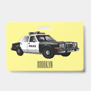 Police car cartoon illustration badge