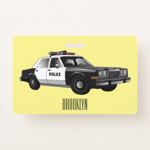 Police car cartoon illustration badge