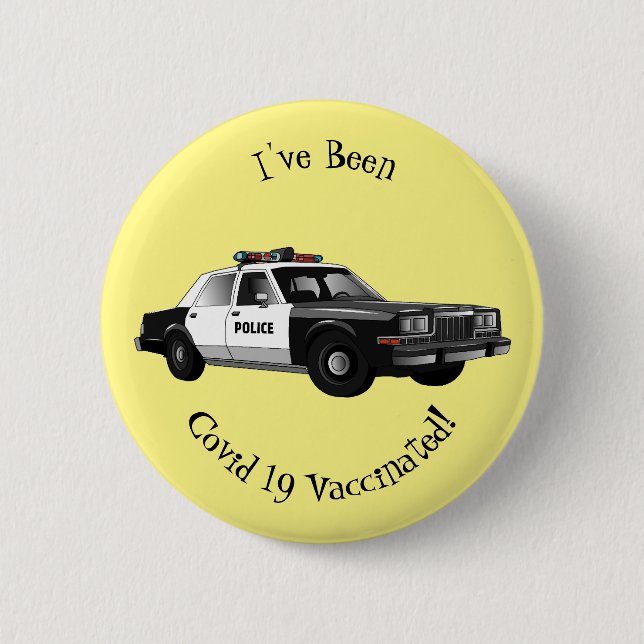 Police car cartoon illustration button (Front)