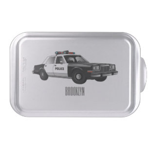 Police car cartoon illustration cake pan