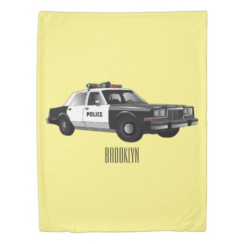 Police car cartoon illustration duvet cover