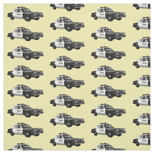 Police car cartoon illustration fabric (Swatch)