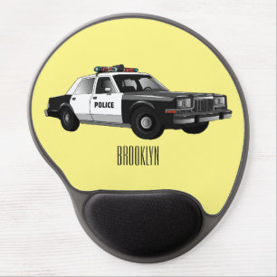 Police car cartoon illustration gel mouse pad
