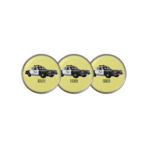 Police car cartoon illustration golf ball marker
