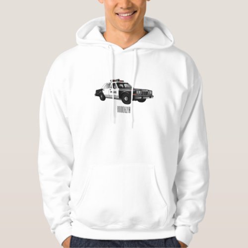 Police car cartoon illustration hoodie