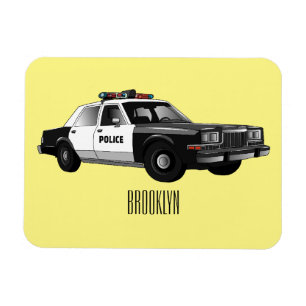 Police car cartoon illustration magnet