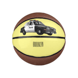 Police car cartoon illustration mini basketball