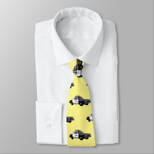 Police car cartoon illustration neck tie