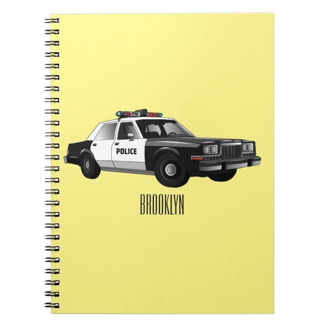 Police car cartoon illustration notebook (Front)