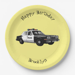 Police car cartoon illustration paper plates