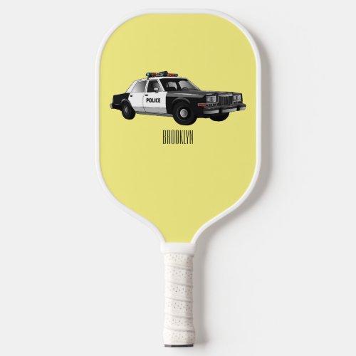 Police car cartoon illustration pickleball paddle