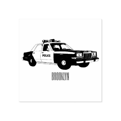 Police car cartoon illustration rubber stamp