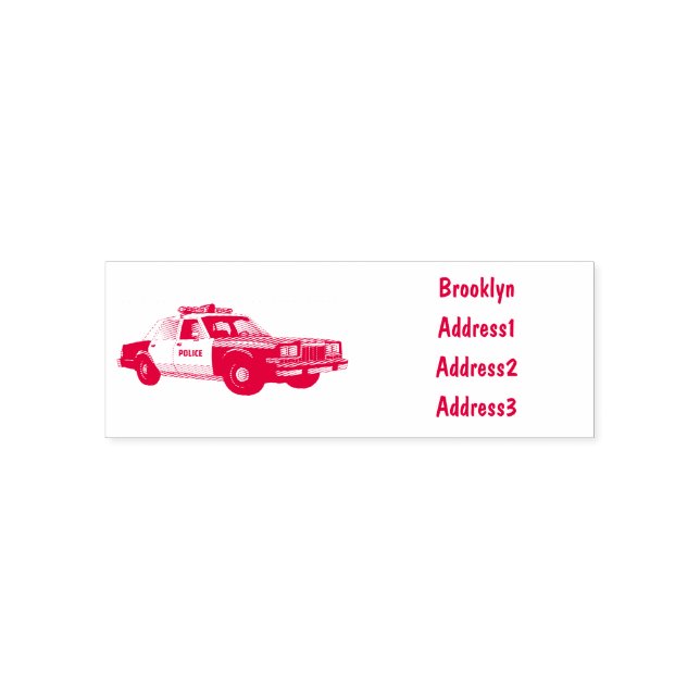 Police car cartoon illustration self-inking stamp (Design)