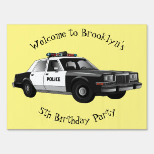 Police car cartoon illustration sign