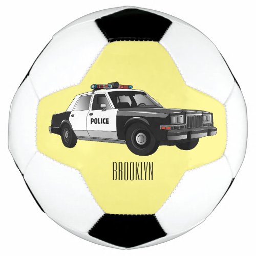 Police car cartoon illustration soccer ball