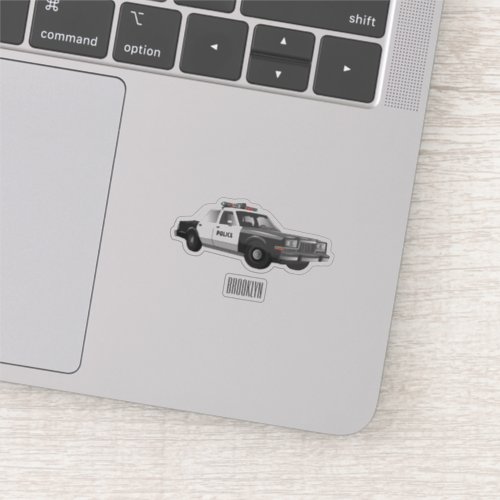 Police car cartoon illustration sticker