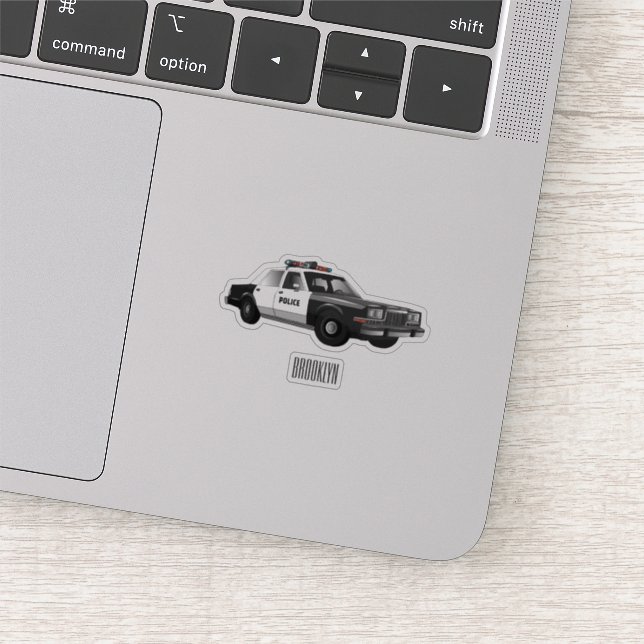 Police car cartoon illustration sticker (Detail)