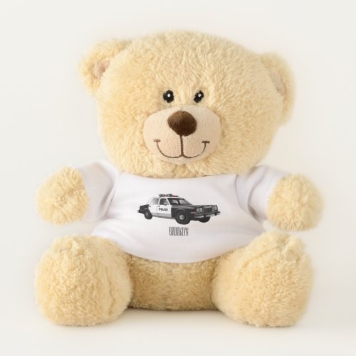 Police car cartoon illustration teddy bear