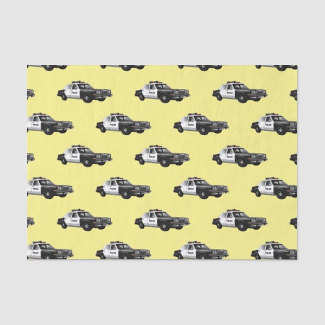 Police car cartoon illustration tissue paper (Front)