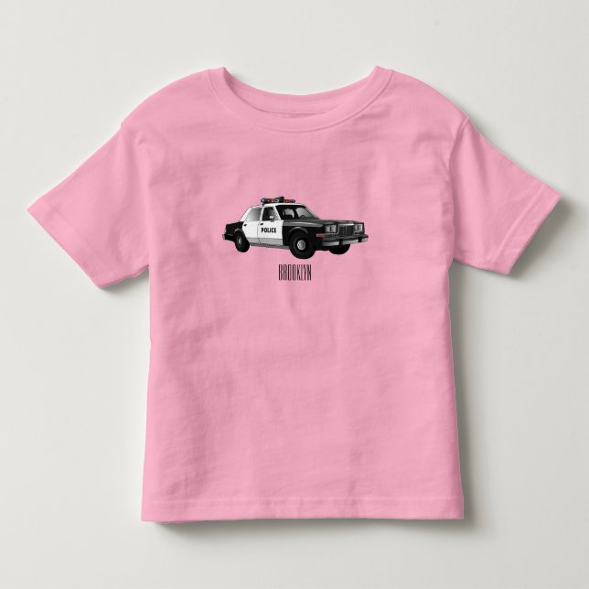 Police car cartoon illustration toddler t-shirt (Front)