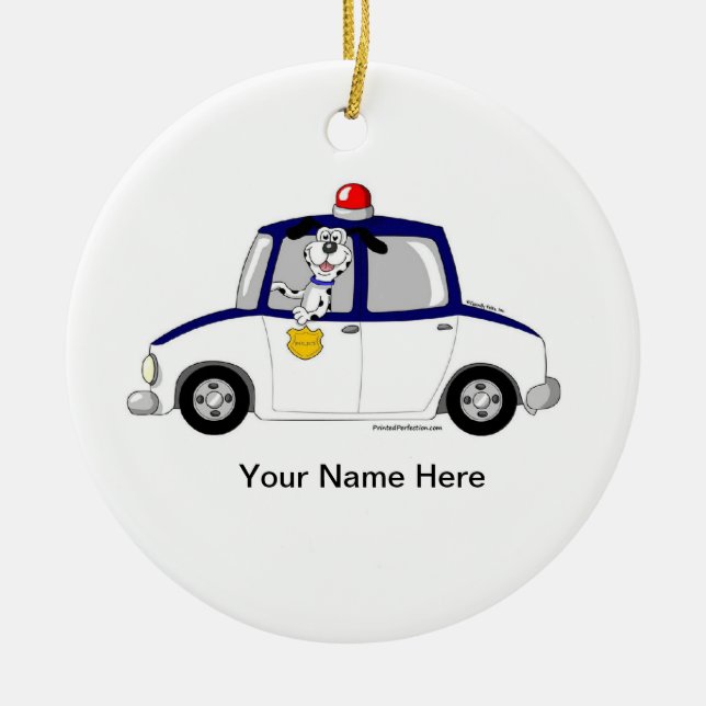 Police Car Ceramic Ornament (Front)
