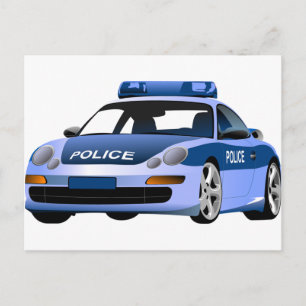 police car city state serve protect patrol hyway postcard
