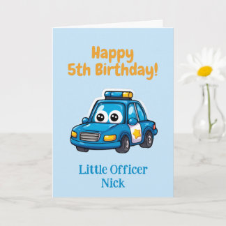 Police Car Congratulations, Boy, 5th Birthday Card