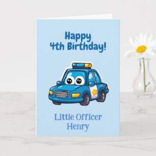 Police Car Congratulations, Personalized Birthday Card