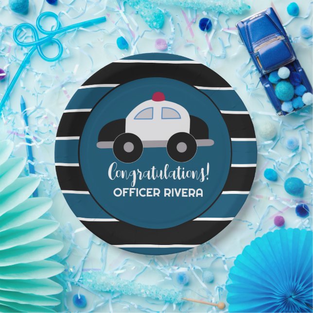 Police Car Cop Law Enforcement Police Officer  Paper Plates (Party)