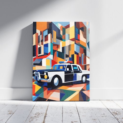 Police Car Cubist Canvas Print