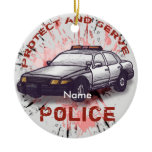 Police Car custom name Ceramic Ornament