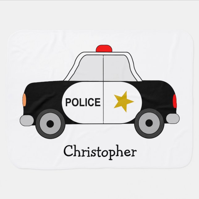Police Car Design Just Add Name Swaddle Blanket (Horizontal)