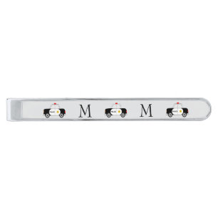 Police Car Design Monogrammed Silver Finish Tie Bar