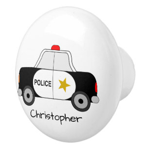 Police Car Design Personalised Ceramic Knob