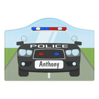 Police Car Door Sign for Boy's Room or Nursery