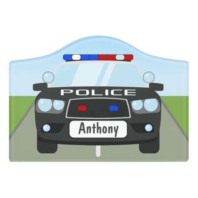 Police Car Door Sign for Boy's Room or Nursery (Small Crest Front)