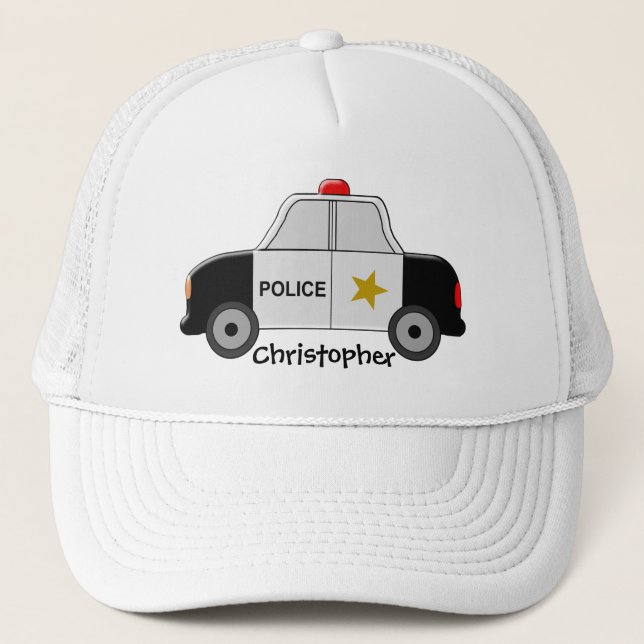 Police Car Just Add Name Trucker Hat (Front)