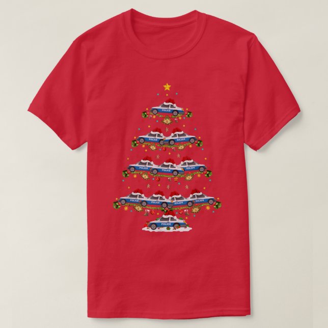 Police Car Lover Matching Santa Police Car Christm T-Shirt (Design Front)