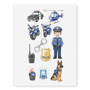 Police Car Officer K9 Dog Birthday Tattoos