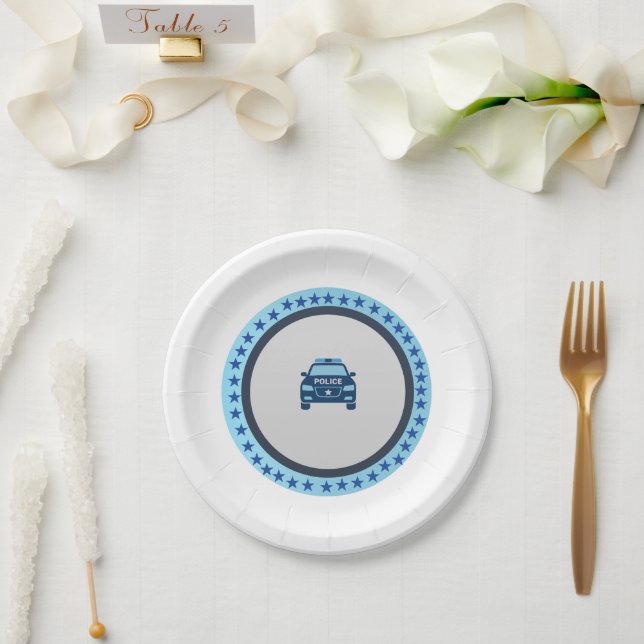 Police Car  Paper Plates (Wedding)